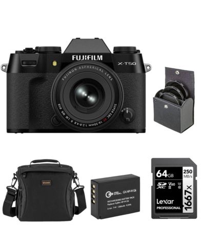 Беззеркальная камера Fujifilm X-T50 с объективом XF 16-50mm f/2.8-4.8 R LM WR и набором аксессуаров