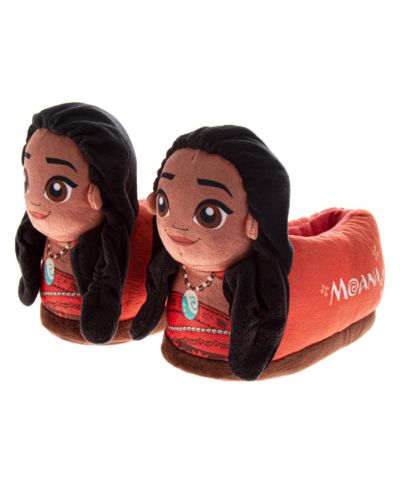 Disney Toddler Moana Plush Slippers Soft Plush Cozy Warm Island Princess Comfort Fit NonSlip Sole (Toddler 5-10 / 11-1)