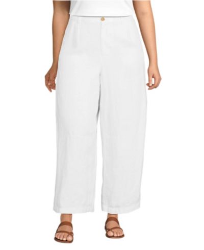 Женские льняные брюки Lands' End High Rise Pleated Barrel Leg Ankle
