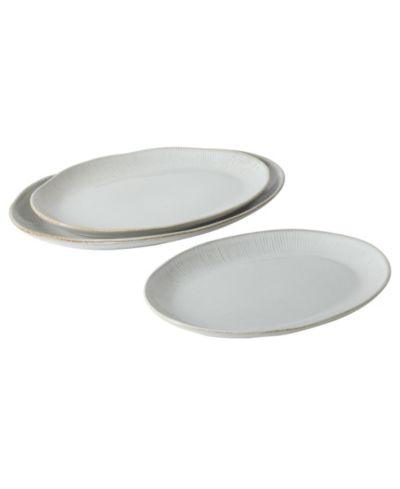 Gibson Home Sandy Pines  3 Piece Oval Platter Set, 15.7”, 13.75” & 12” Stoneware Serving Platters, Reactive Glaze, Microwave & Dishwasher Safe