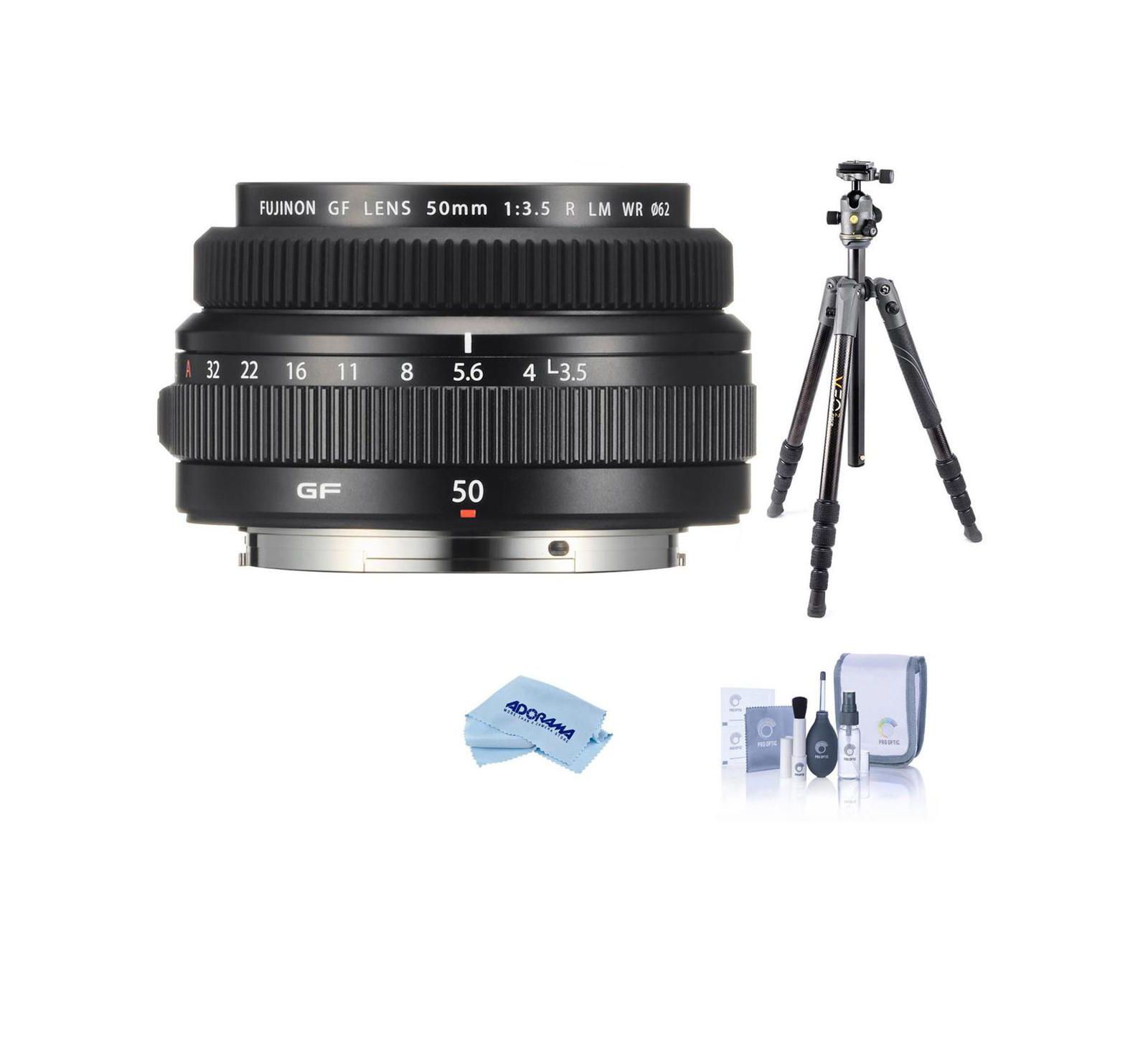 Объектив Fujifilm GF 50mm f/3.5 R LM WR в комплекте с штативом Vanguard VEO 3 GO 235AB и набором для чистки ProOptic