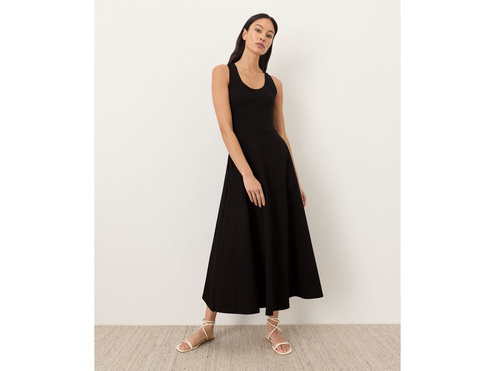 Pact Women's Fit and Flare Open Back Maxi Dress Made with Organic Cotton