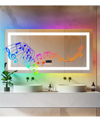 LUVODI умное LED зеркало для ванной с Bluetooth динамиком, 11 цветов, RGB диммируемое
