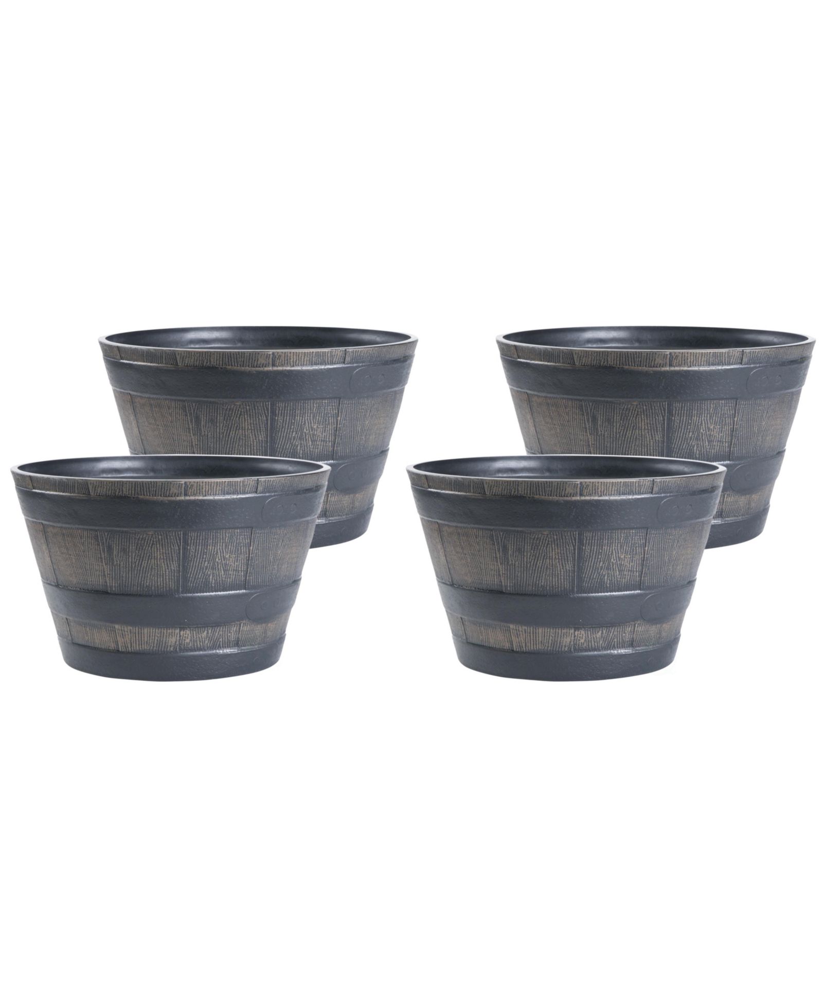 Декоративный горшок Gardenised Rustic Wood- Look Plastic Half Barrel Flower Pot Bucket Planter, Pack of 4