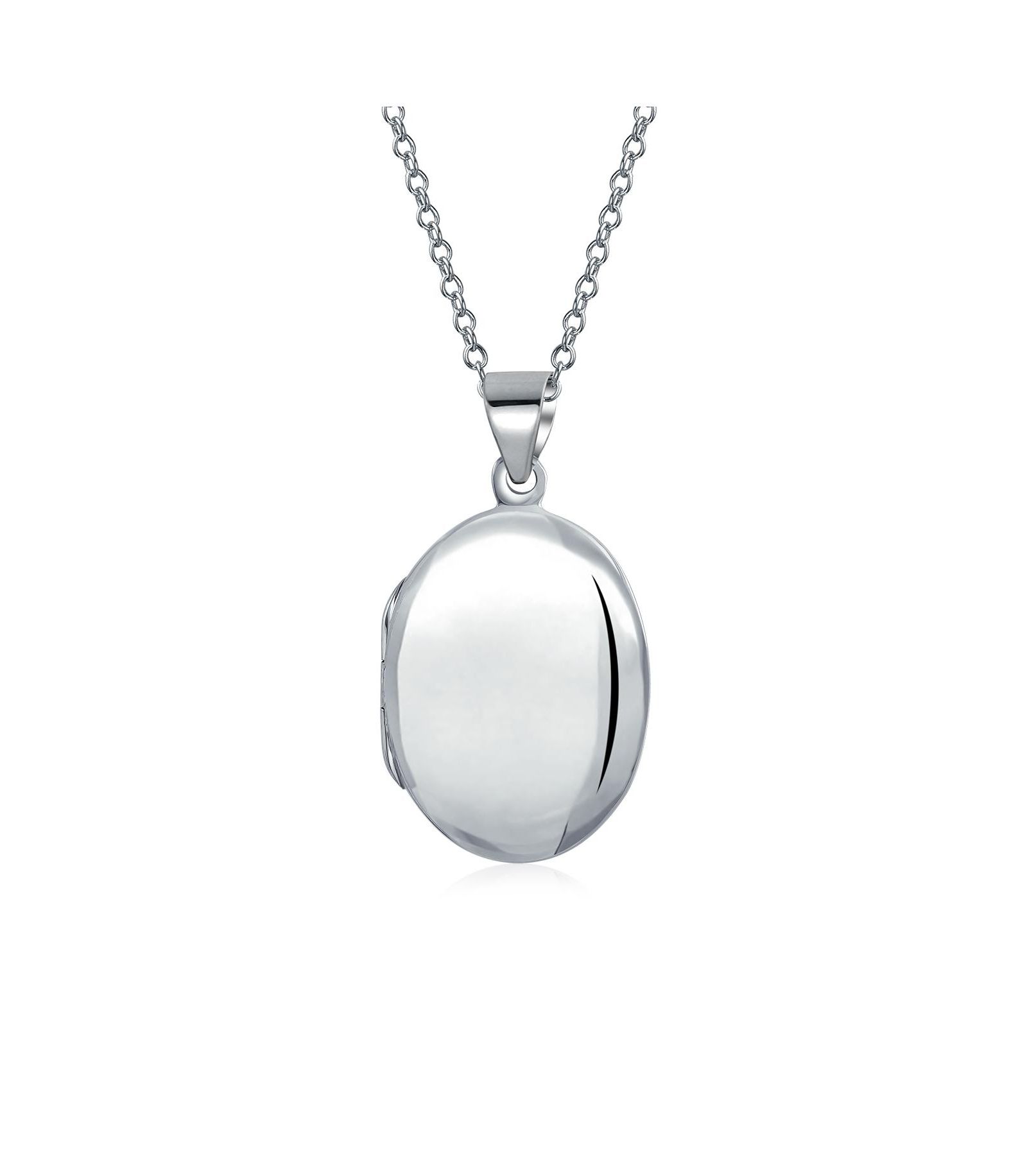 Подвеска-кулон Bling Jewelry Small Simple Plain Oval Photo Locket из стерлингового серебра .925