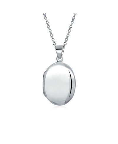 Подвеска-кулон Bling Jewelry Small Simple Plain Oval Photo Locket из стерлингового серебра .925