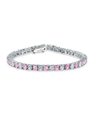 Bling Jewelry Alternating Color Cubic Zirconia CZ 12CT Prong Set Tennis Bracelet 7.5 Inch Silver Plated