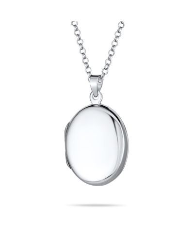 Bling Jewelry простое овальное колье-локет для фото,.925 Silver Sterling Large