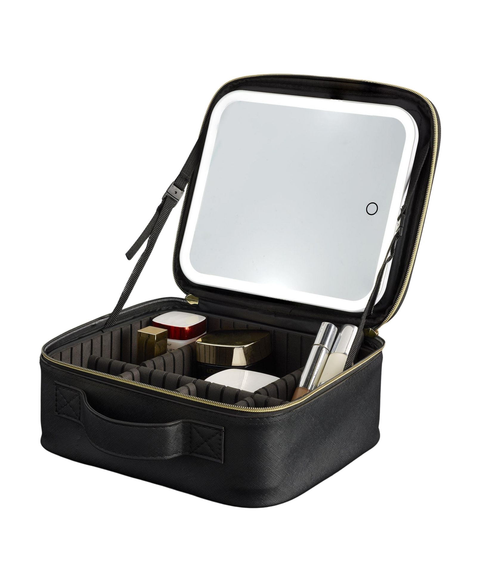 iHome LED Lighted Travel Makeup Bag with Adjustable Mirror Stand