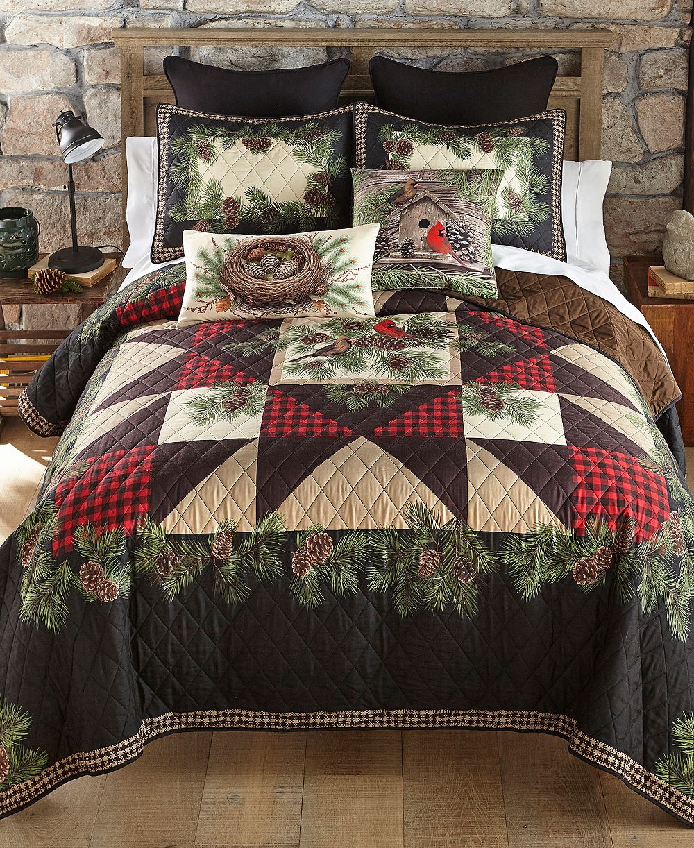Комплект из 3-х стеганых покрывал Donna Sharp Cardinal Pine Woodland, King