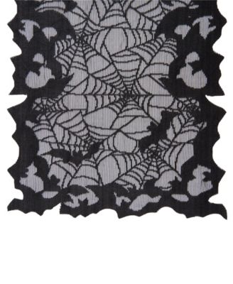 Elrene Bats Web Lace Halloween Table Console Runner, 13" x 90"