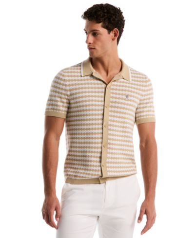 Original Penguin Men's Crochet Like Cotton Sweater