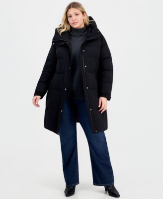 Женская удлиненная пуховая куртка MICHAEL Michael Kors с капюшоном и поясом
