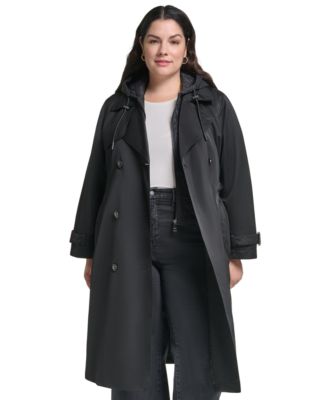 Пальто DKNY Plus Size Hooded Double-Breasted Belted