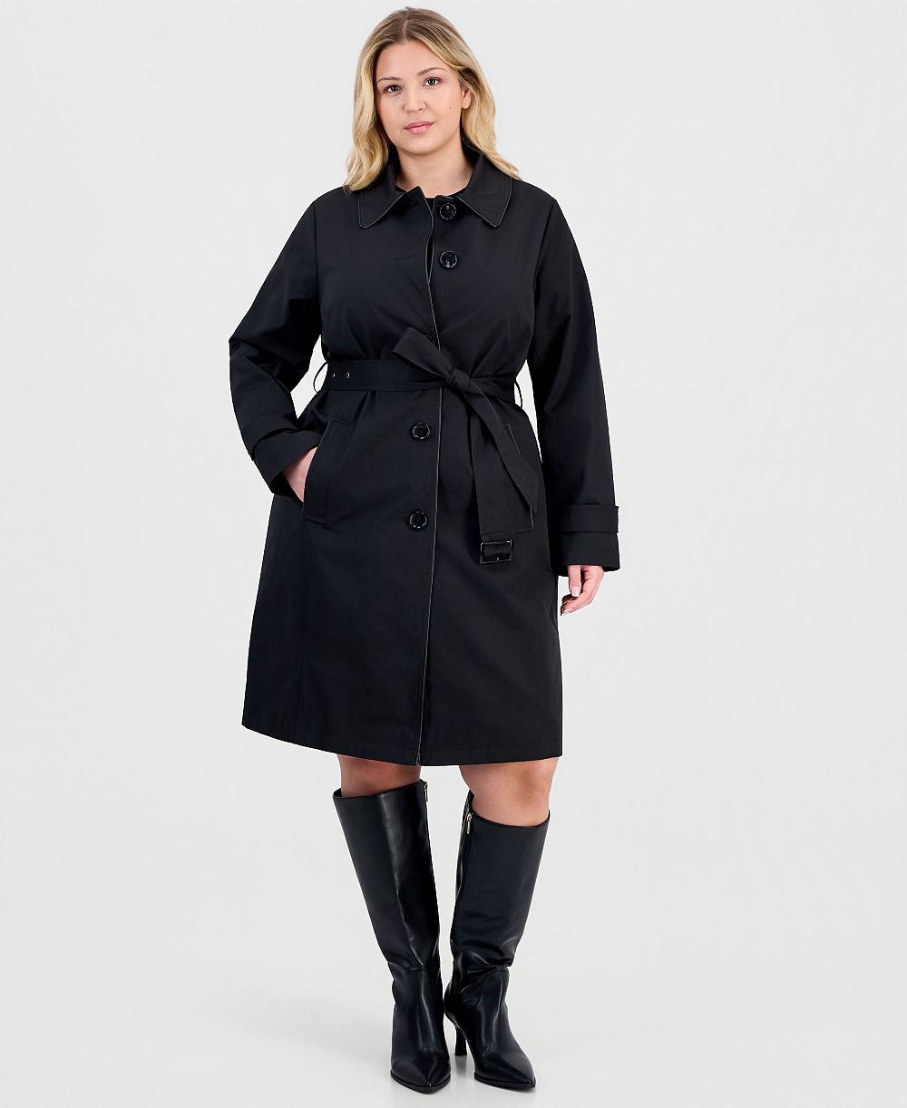MICHAEL Michael Kors Plus Size Single-Breasted Trench Coat, Created for Macy's