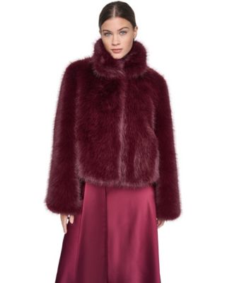 Женская короткая меховая куртка Halston с отложным воротником