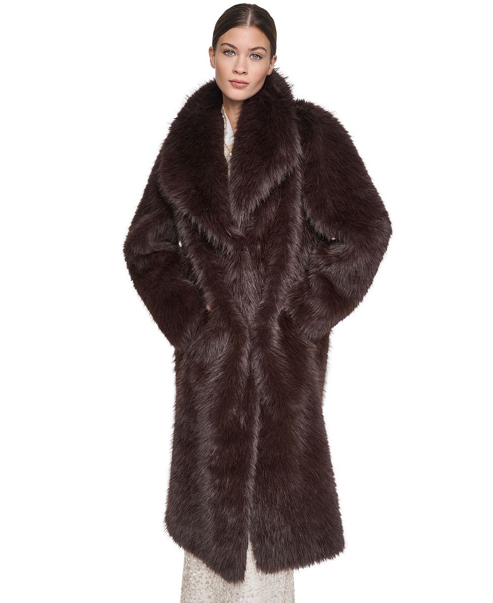 Женское Halston Collared Faux Fur Coat