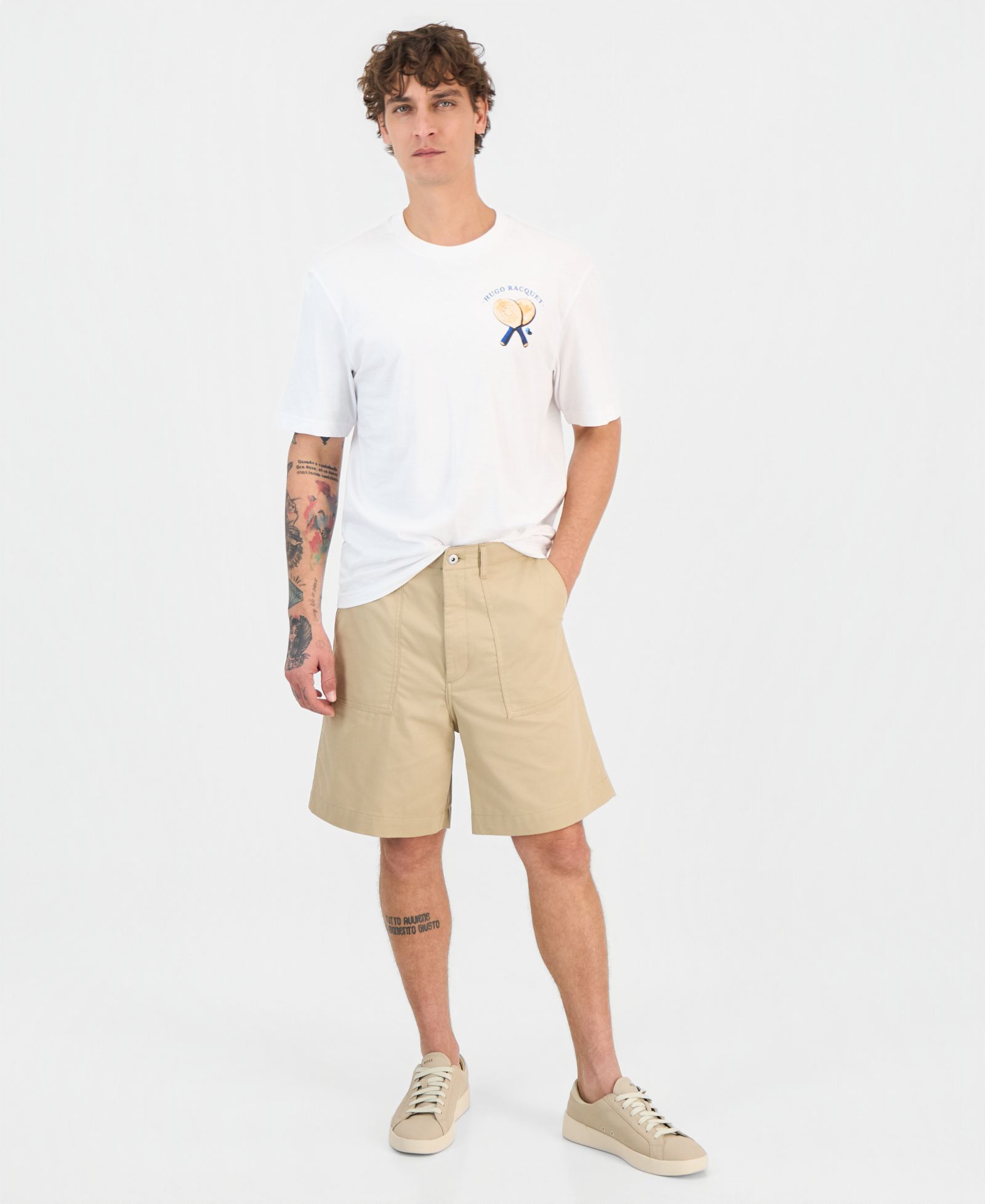 Hugo by Hugo Boss Men's Cotton Canvas Regular-Fit Workwear Shorts