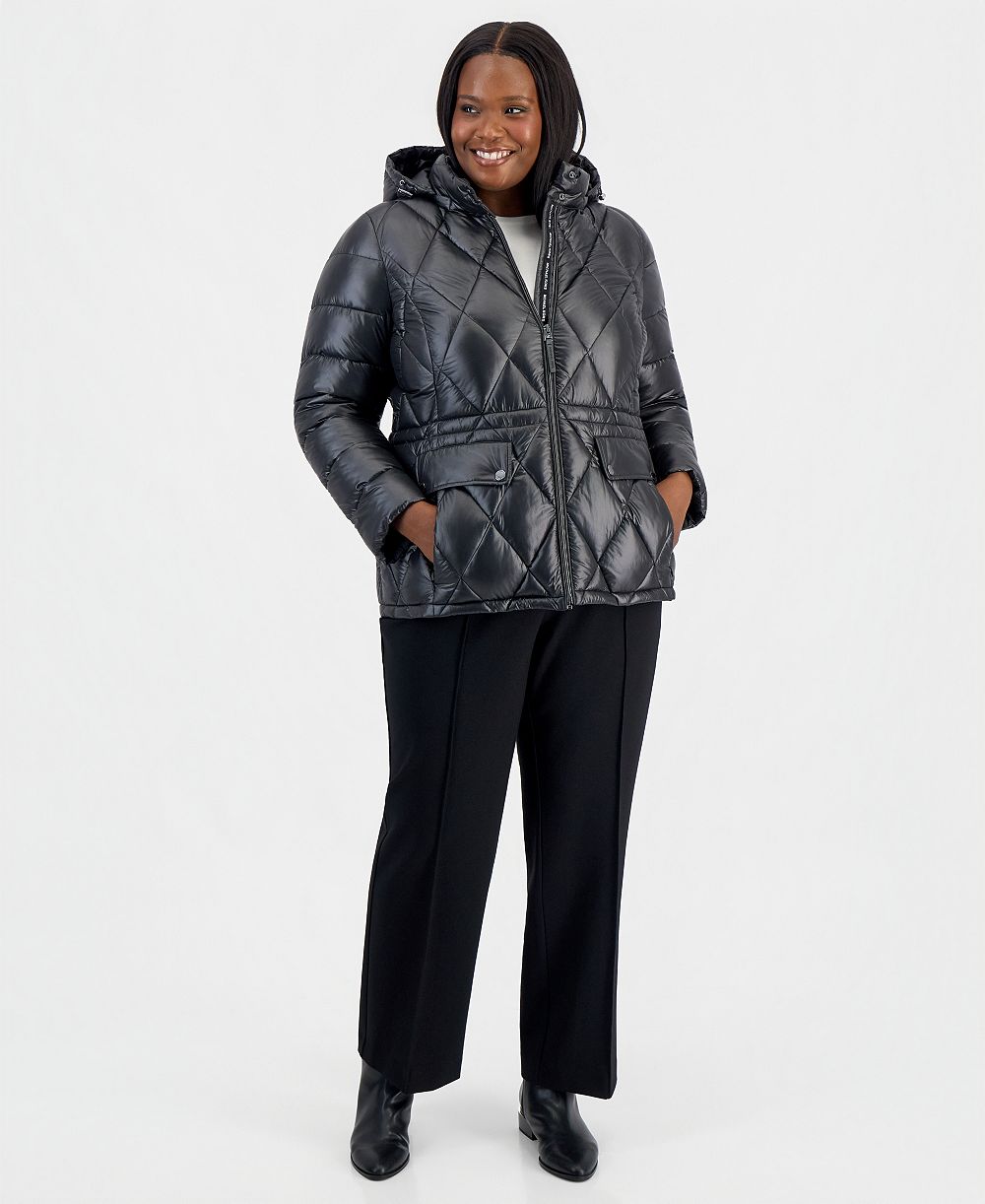 Michael Kors Plus Size Hooded Anorak Packable Puffer Coat, Macy's Exclusive