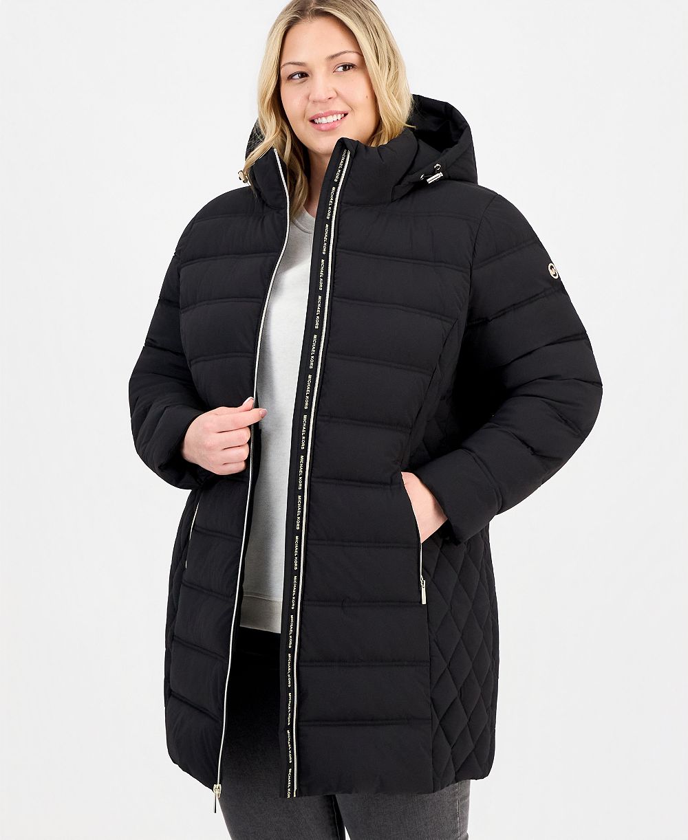 Michael Kors Plus Size Hooded Packable Puffer Coat, Created for Macy's