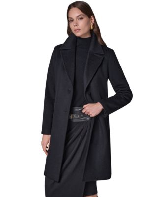 Donna Karan New York женское пальто-халт из шерсти и кашемира с подкладкой и отложным воротником на одну пуговицу