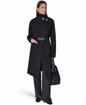 Donna Karan New York Женское пальто из шерстяной смеси на застежке-кнопке с ремнем