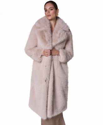 Donna Karan New York женское длинное пальто из искусственного меха с воротником