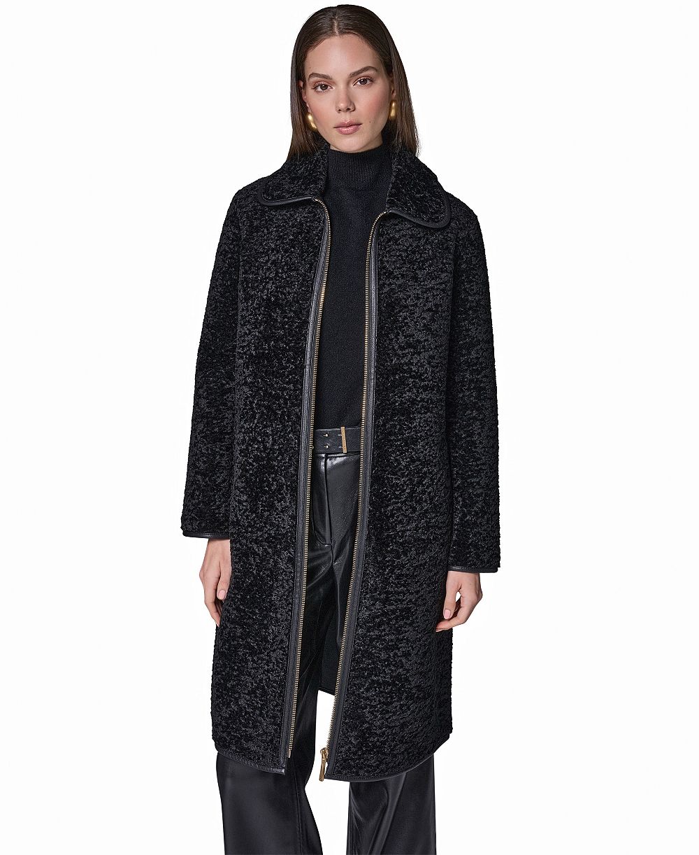 Donna Karan New York женское пальто из фактурного искусственного меха