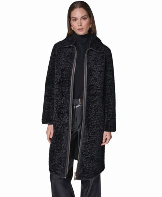 Donna Karan New York женское пальто из фактурного искусственного меха