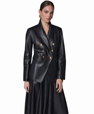 Кожаный блейзер Donna Karan New York с двубортной застежкой для женщин