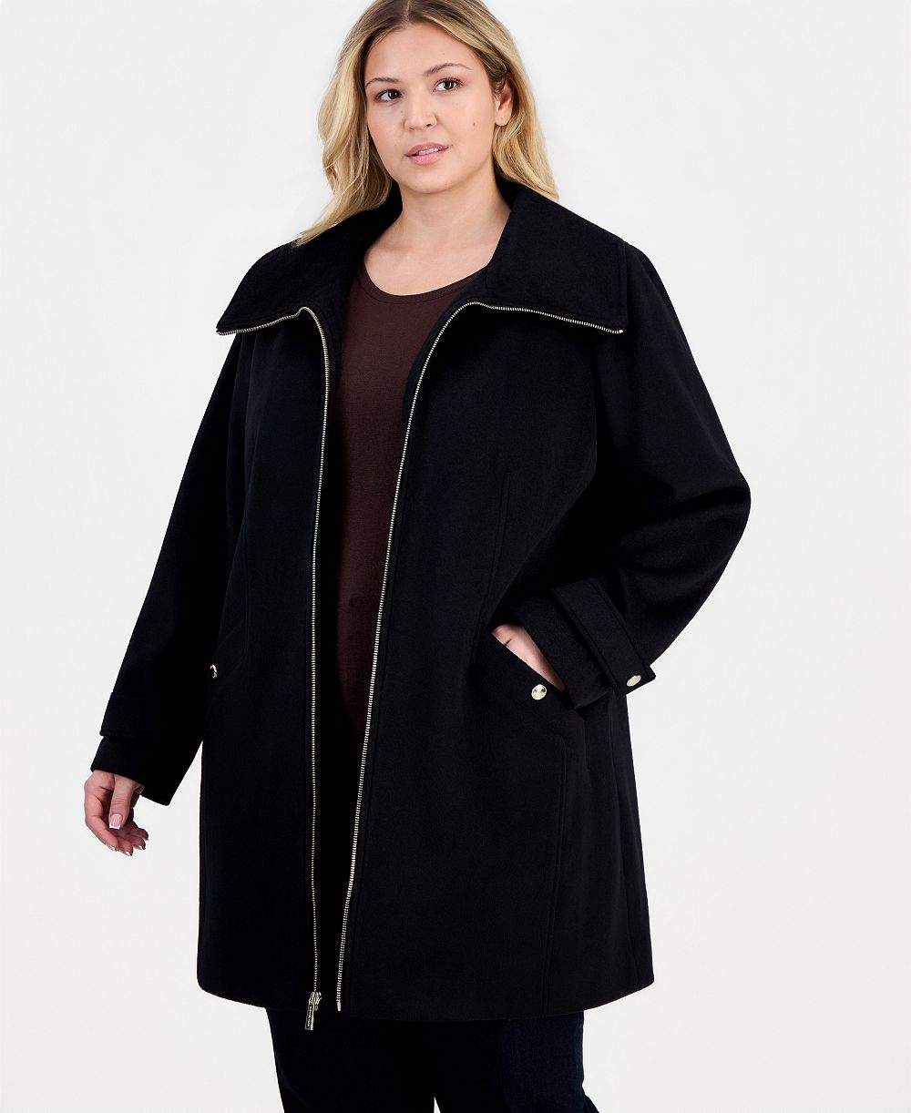 Пальто MICHAEL Michael Kors Plus Size Collared Zip-Front