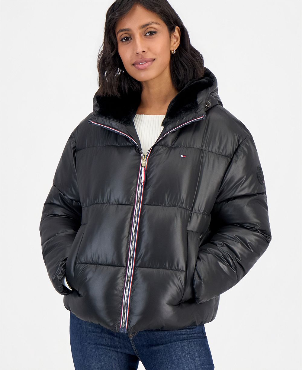 Tommy Hilfiger женское стеганое пальто с капюшоном