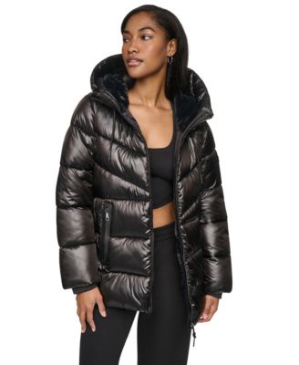 DKNY Women's Shine Hooded Puffer Coat