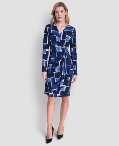 Платье DKNY с фальш-облипкой и V-образным вырезом Женское