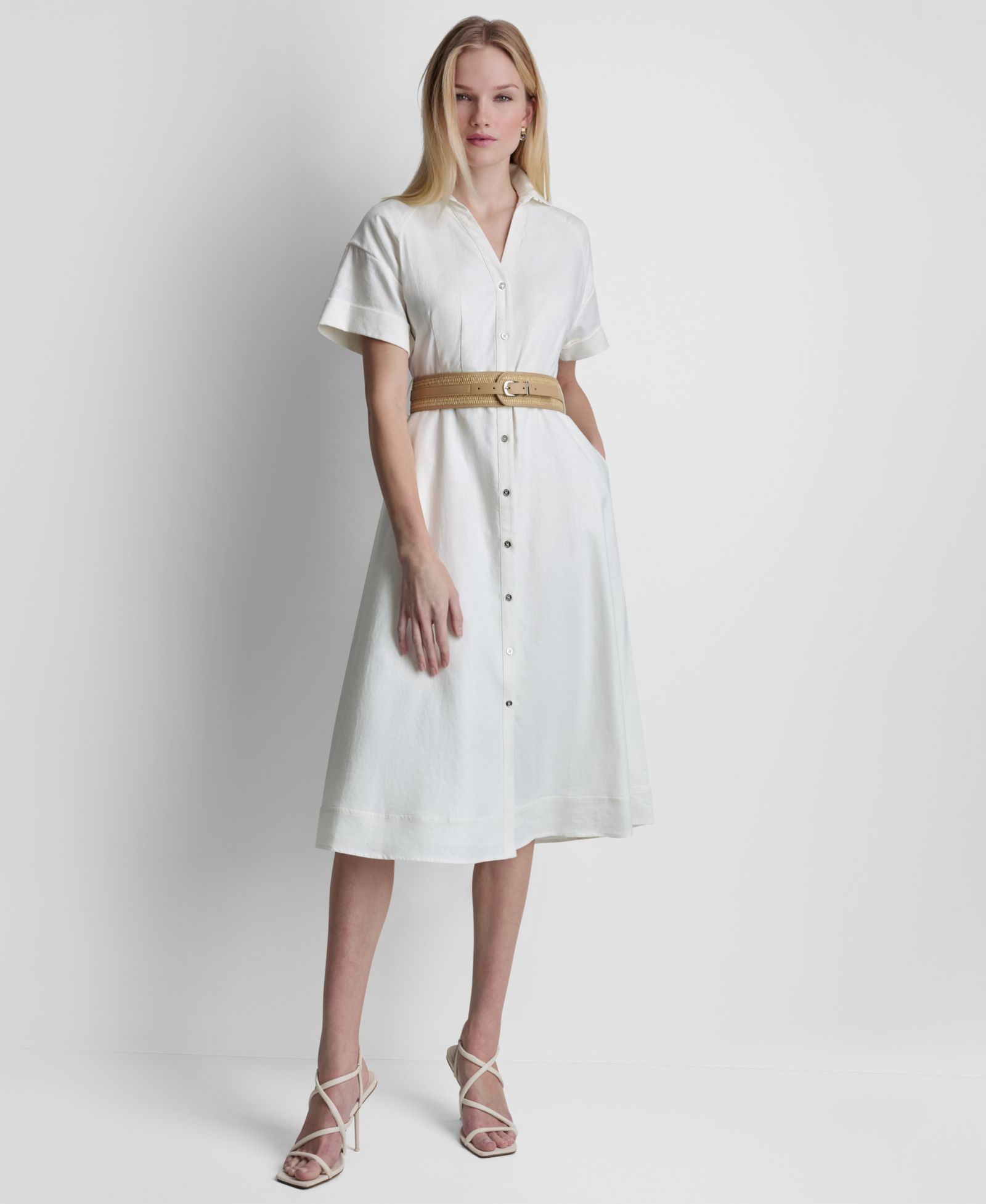 Женское платье-рубашка DKNY Relaxed Short-Sleeve Collared