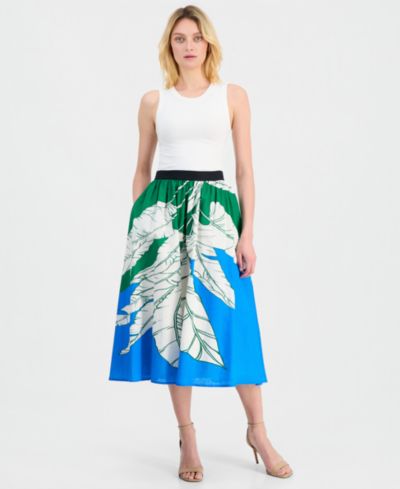 T Tahari Women's Full Pull-On Elastic Midi Skirt
