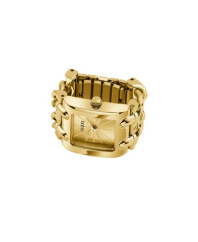 GUESS Women's Gold-Tone Stainless Steel Analog Ring Watch, 18mm