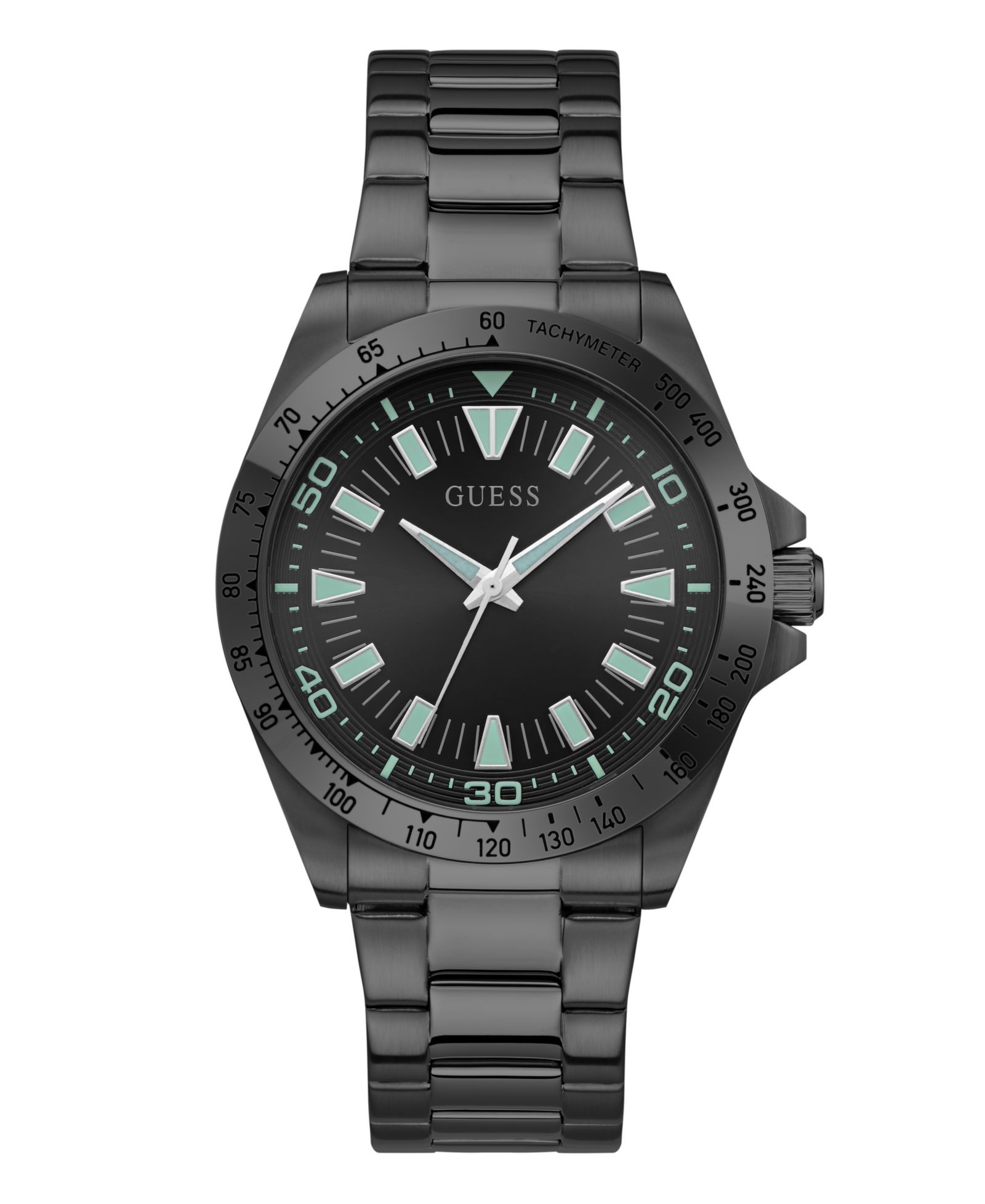 GUESS Men's Black Stainless Steel Analog Watch, 42mm