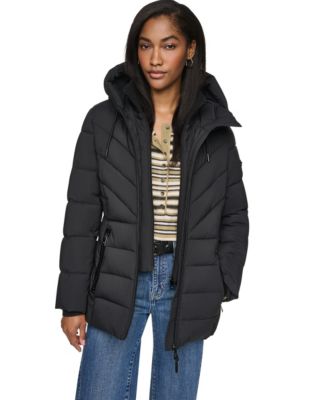 DKNY женский пуховик с воротником-бейкой и вязаным воротом