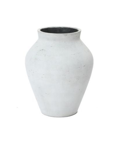 LuxenHome 16" Floor Vase, Cement White Rustic Vases for Flowers, Large Vases for Decor Living Room, Decorative Flower Vase for Home Decor