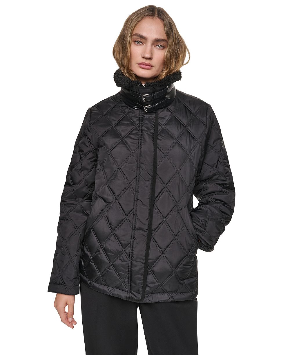 Женское пальто DKNY Sherpa Collar Diamond-Quilted