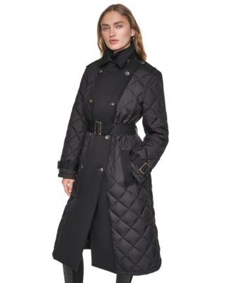 DKNY женское пальто-тренч с поясом и стеганым дизайном