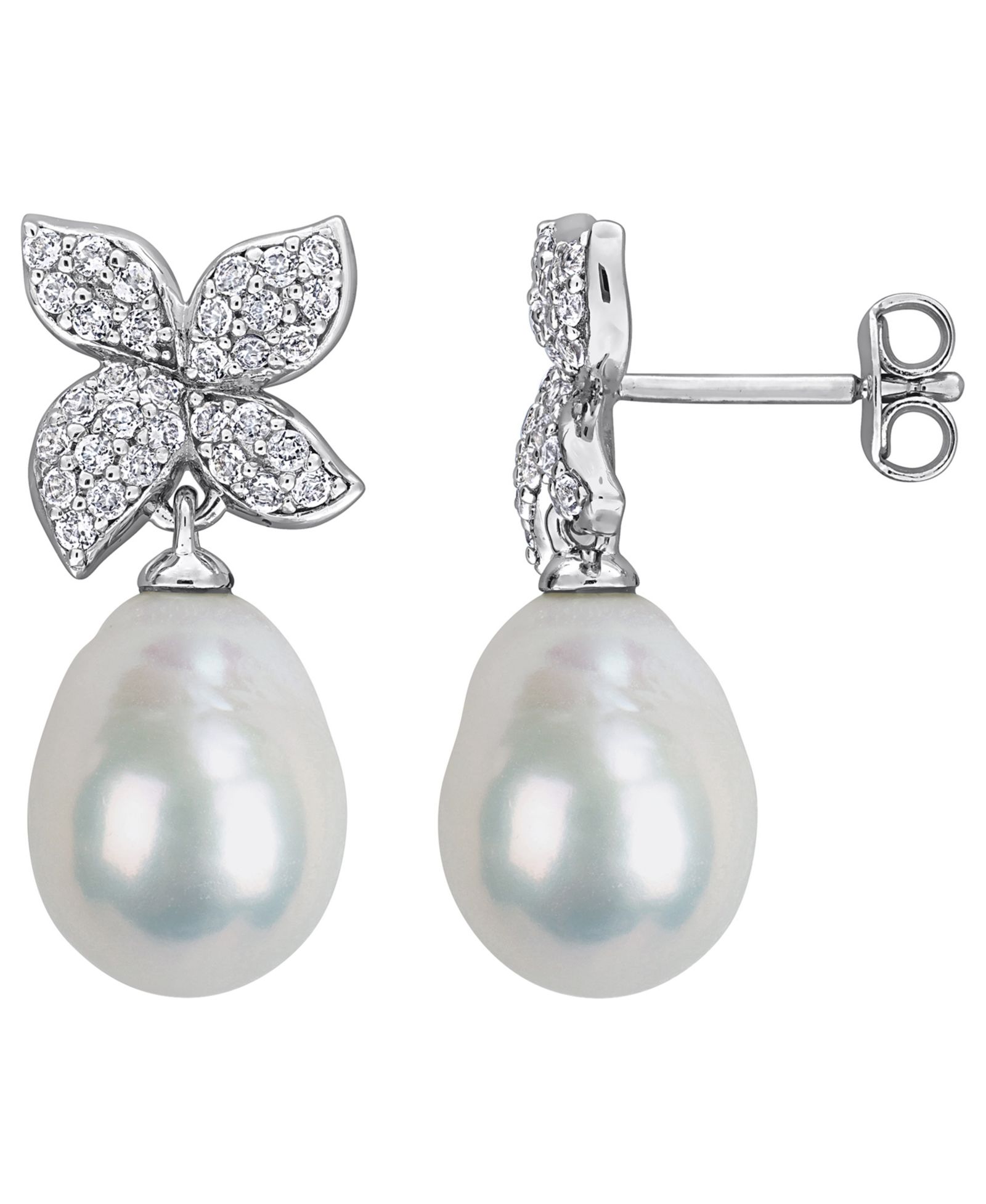Macy's Серьги-подвески с речным жемчугом и белым топазом в sterling Silver