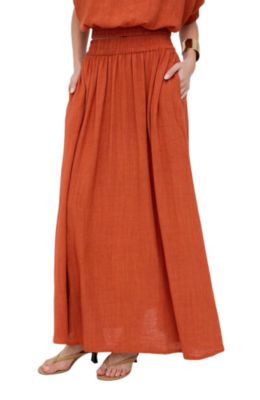 Raffya Women's Sesame Elasticated Waist Maxi Skirt