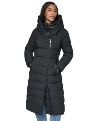 DKNY женское стеганое пальто с капюшоном и воротником-шалью