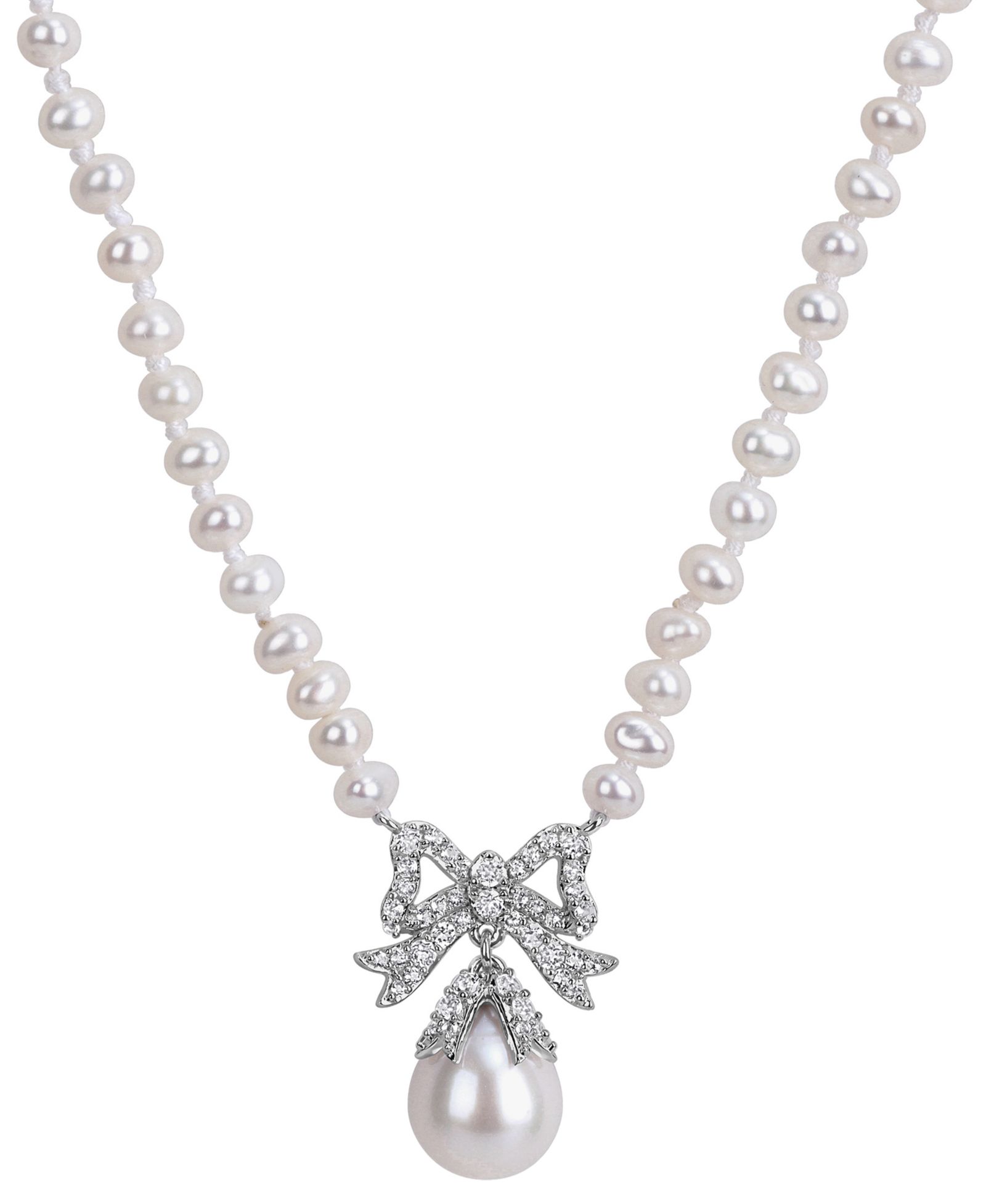 Ожерелье Macy's с культивированным речным жемчугом и белым топазом (3/4 ct. t.w.) в серебряном покрытии
