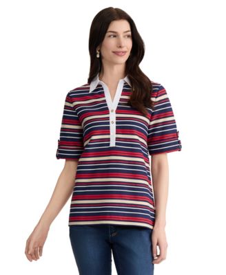 Jones New York Women's Short-Sleeve Printed Polo T-Shirt