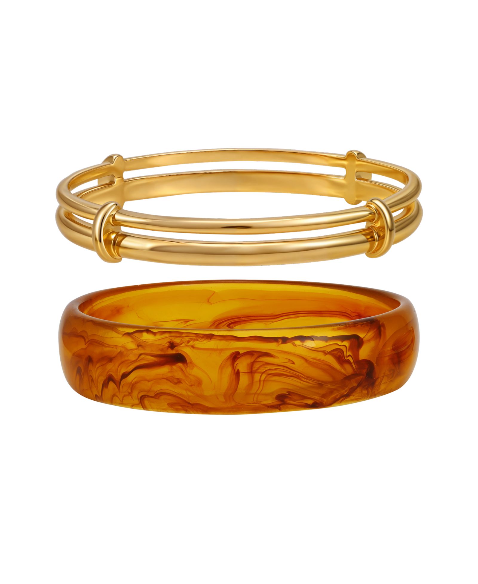 GUESS набор браслетов Bangle из смолы и Gold-Tone, Tortoise, 2 шт