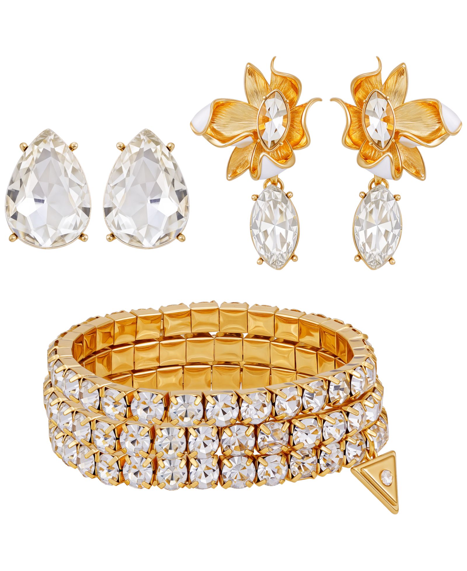 GUESS 3-Pc. Metal-tone Bracelet and Stud Earrings Set