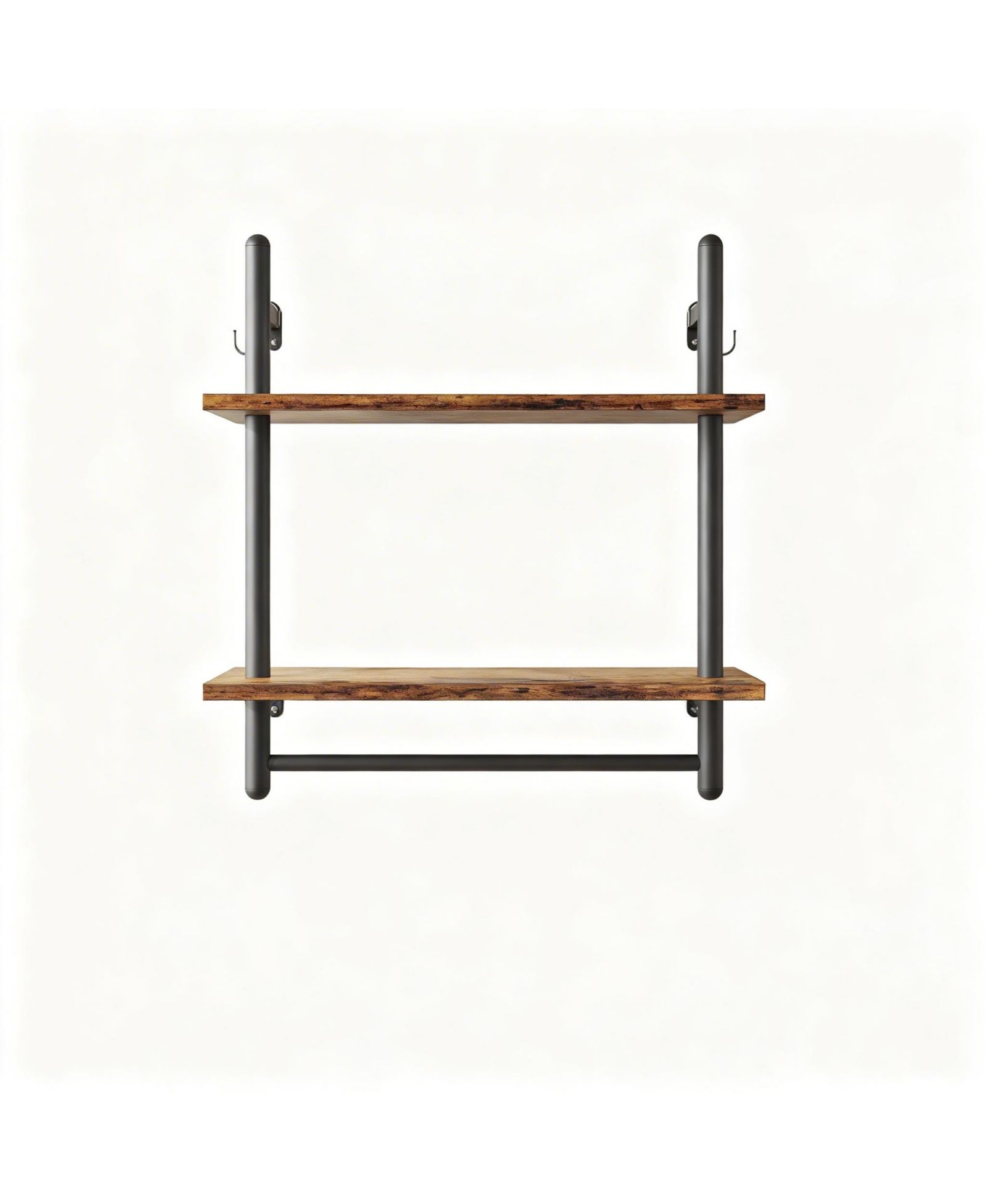 Настенные полки Yigii 24" Floating 2 Tier Industrial Coffee Bar с 8 крючками и перекладиной для полотенец